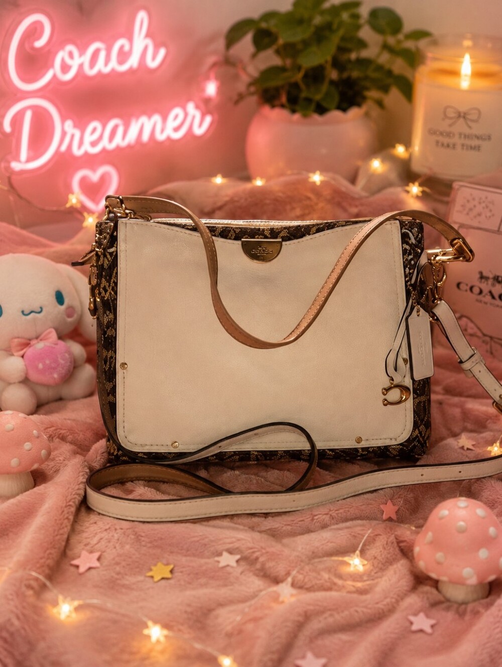Coach Dreamer Cream and Brown Women’s Crossbody Shoulder Bag